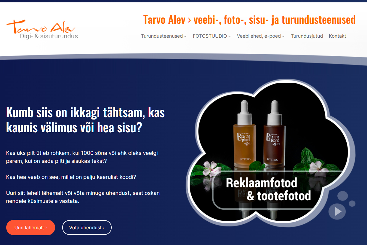 Turundusteenused - Tarvo Alev foto-, veebi-, sisu- ja turundusteenused